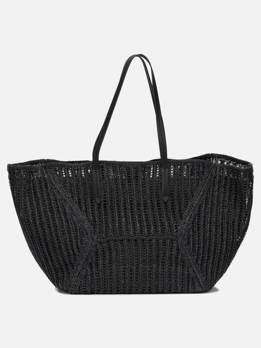 Large bags 100% polyamide - Other fabric: 100% calf leather - Other fabric: 63% cotton 37% linen  Black - Brunello Cucinelli Women | PLP | VIETTI Online Store 
