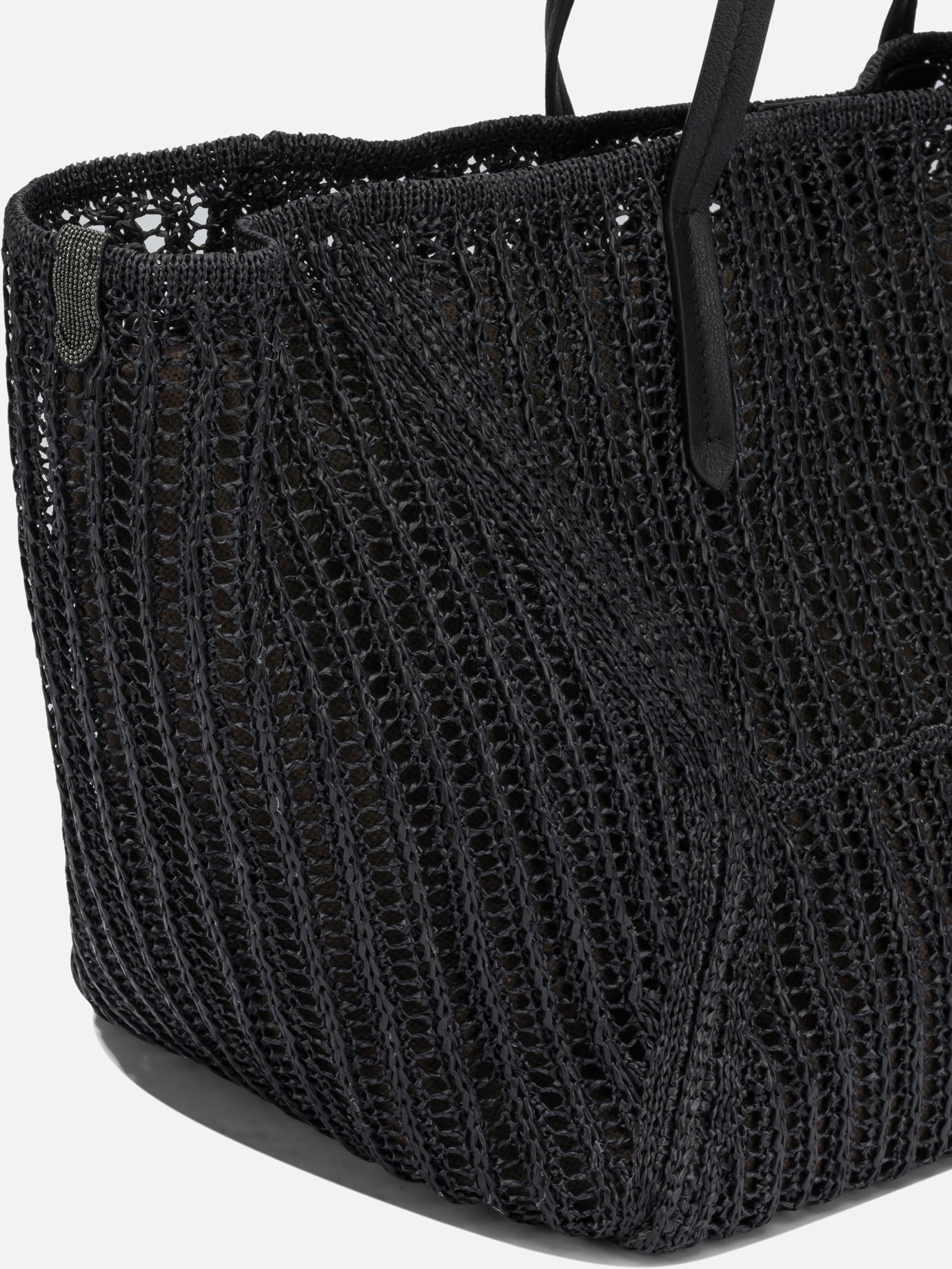 Large bags 100% polyamide - Other fabric: 100% calf leather - Other fabric: 63% cotton 37% linen  Black - Brunello Cucinelli Women | PDP | VIETTI Online Store | Zoom-Modal_4
