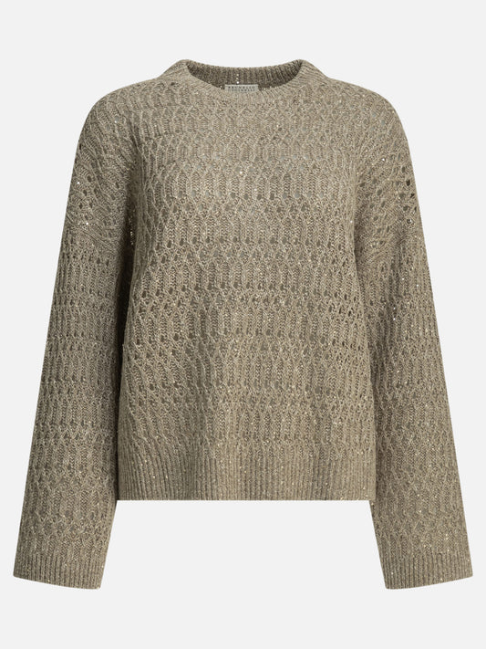 Crewneck sweaters Embellished  Beige - Brunello Cucinelli Women | PLP | VIETTI Online Store 
