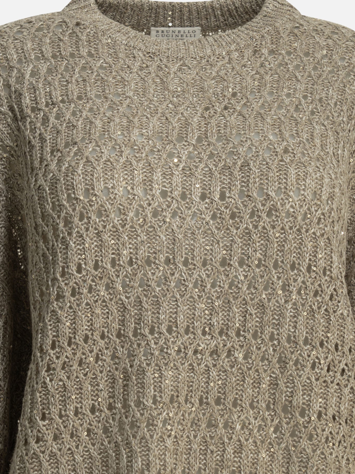Crewneck sweaters Embellished  Beige - Brunello Cucinelli Women | PDP | VIETTI Online Store | thumbnail_3