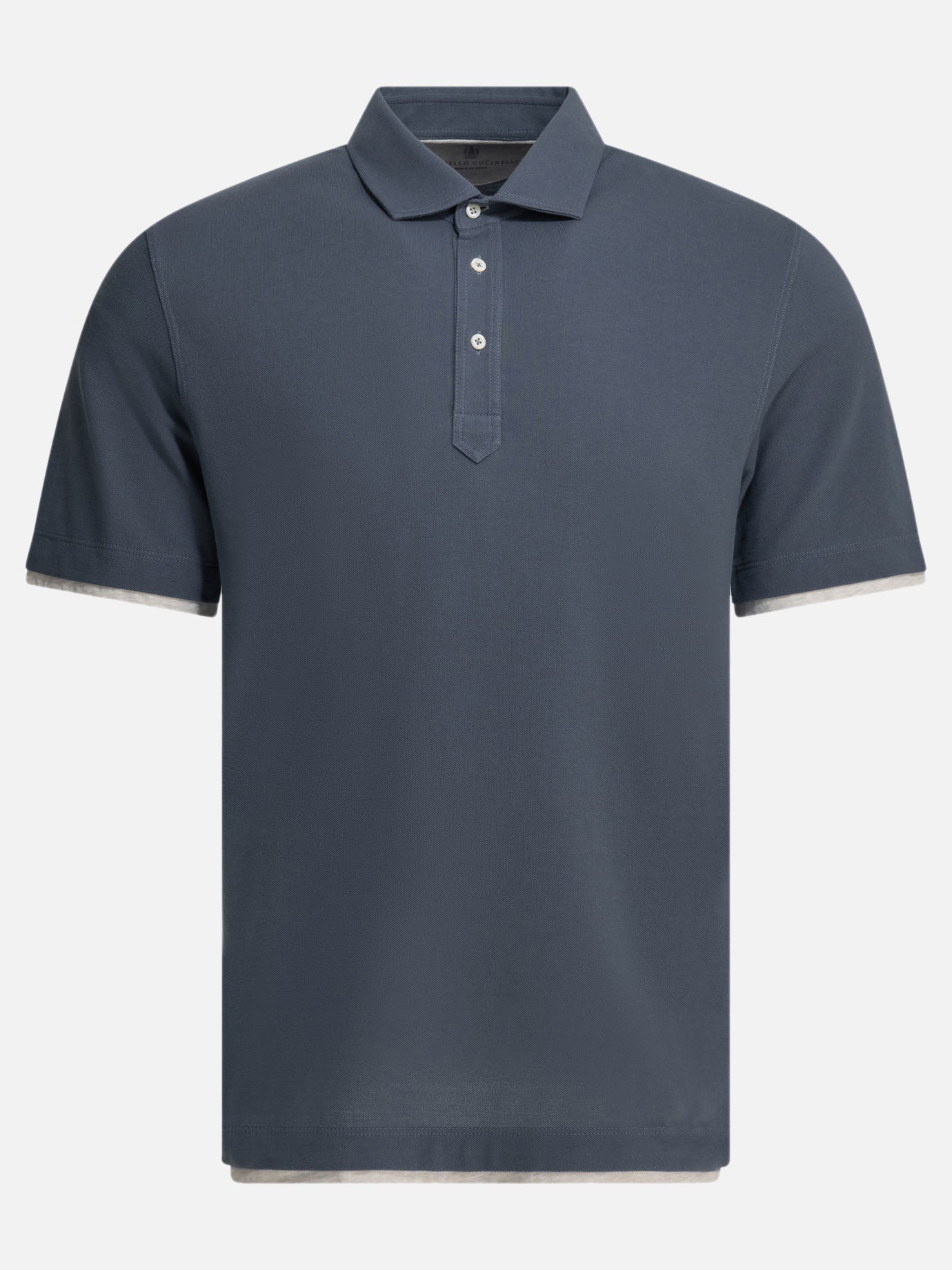 Polo shirts with buttons Solid colour  Blue - Brunello Cucinelli Men | PDP | VIETTI Online Store | Zoom-Modal
