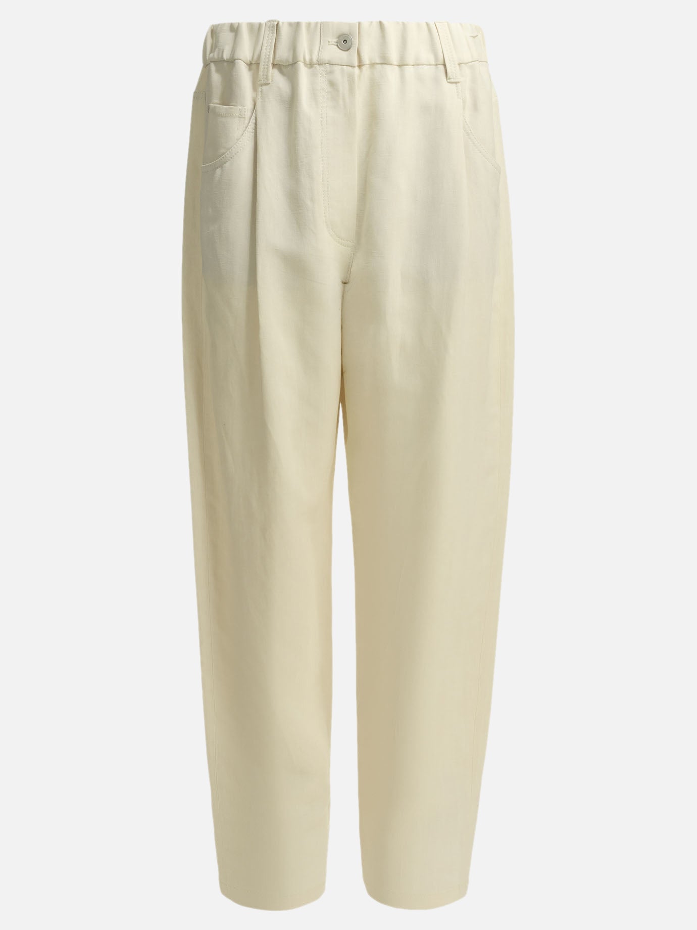 Leisure trousers Solid colour  White - Brunello Cucinelli Women | PDP | VIETTI Online Store | thumbnail