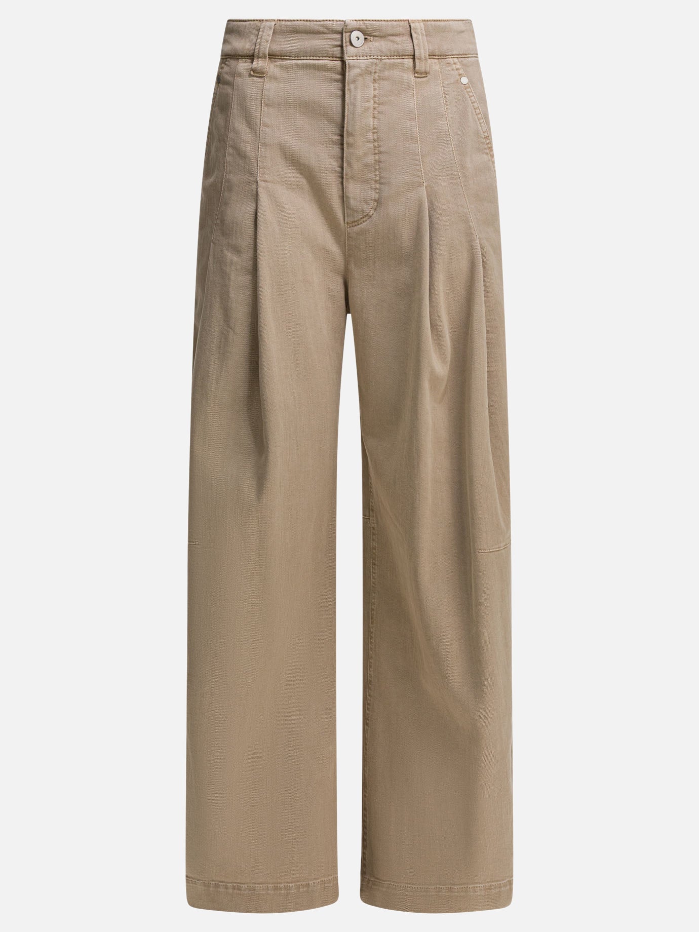Jeans a gamba larga Solid colour  Beige - Brunello Cucinelli Donna | PDP | VIETTI Online Store | thumbnail
