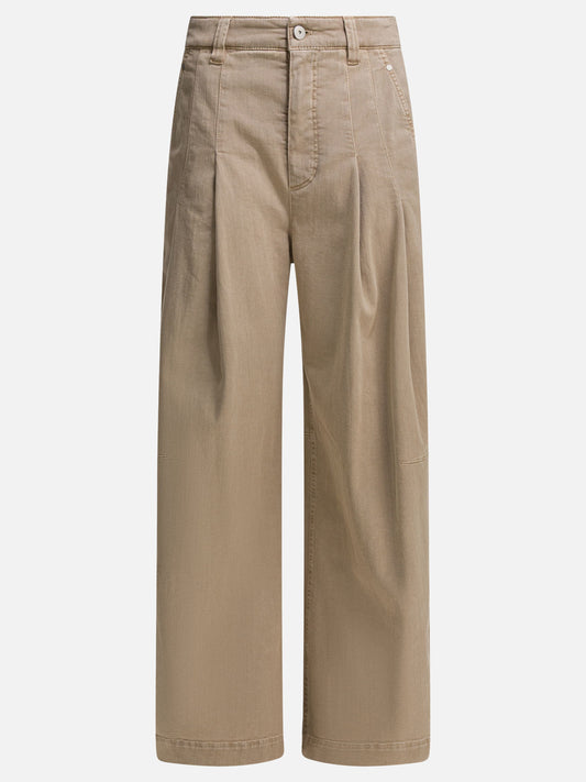 Jeans a gamba larga Solid colour  Beige - Brunello Cucinelli Donna | PLP | VIETTI Online Store 
