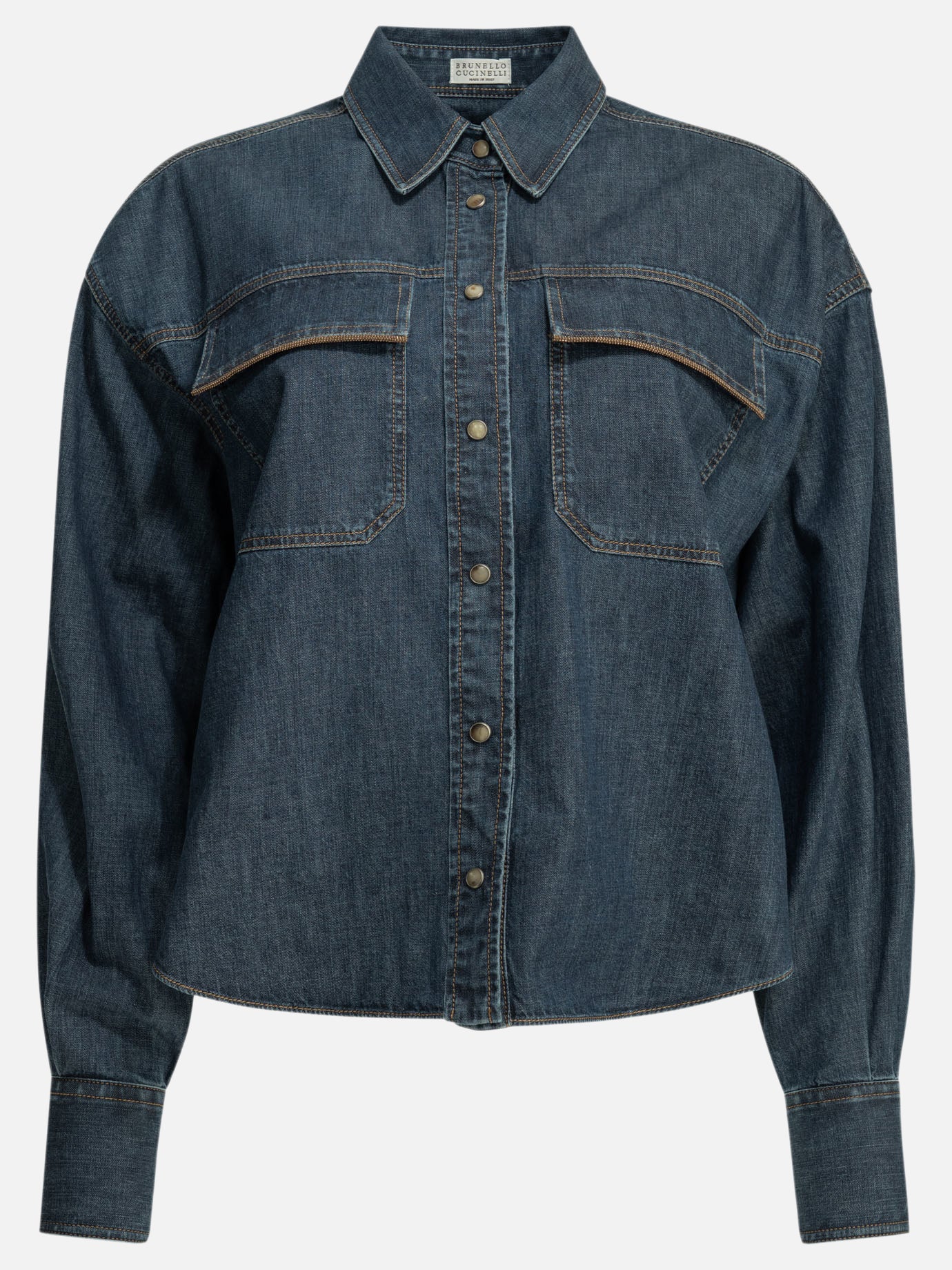 Casual shirts Solid colour  Blue - Brunello Cucinelli Women | PDP | VIETTI Online Store | Zoom-Modal
