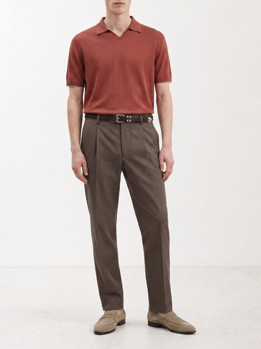 Tailored trousers Solid colour  Brown - Brunello Cucinelli Men | PLP | VIETTI Online Store | 2
