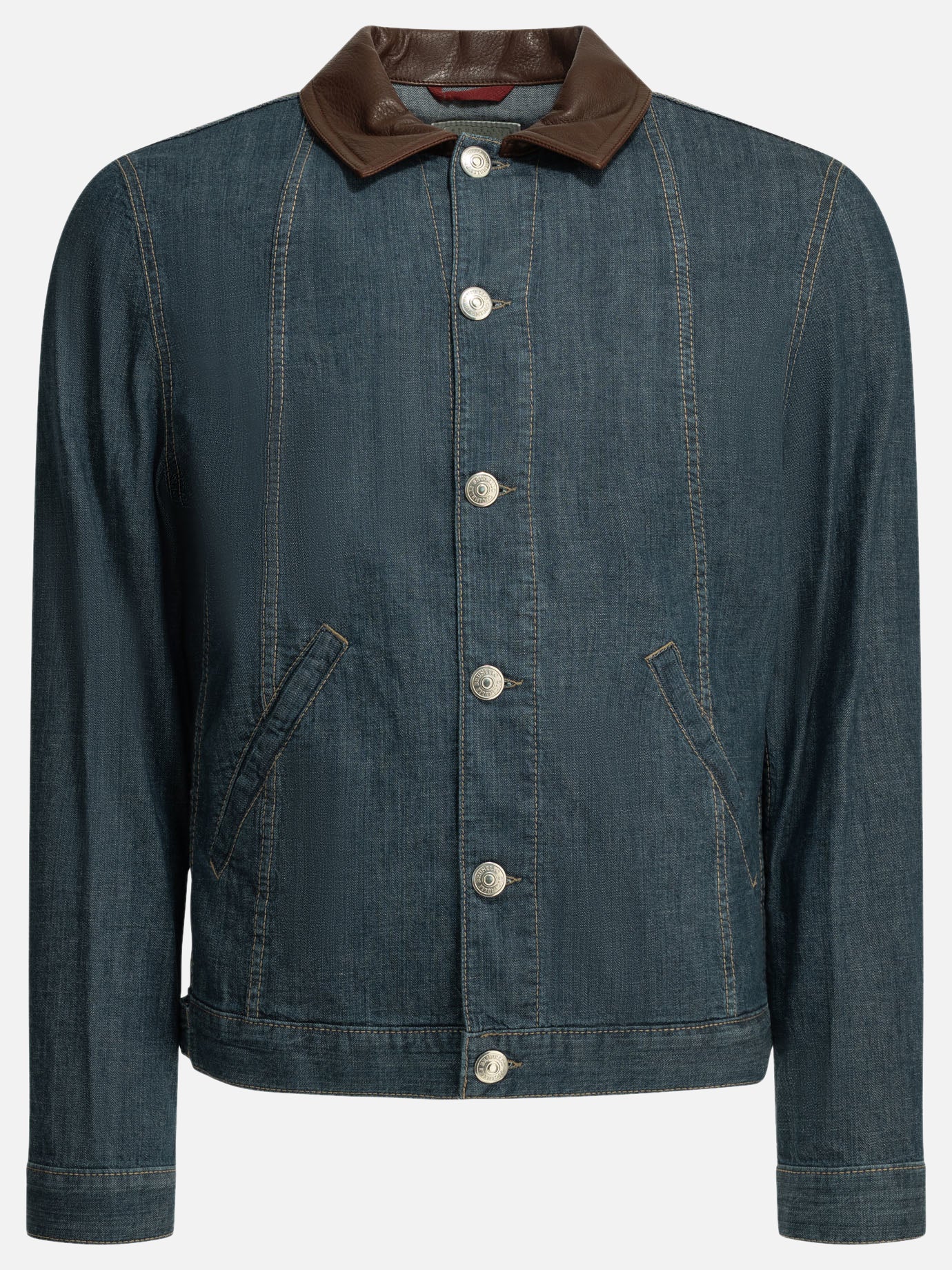 Denim jackets Solid colour  Blue - Brunello Cucinelli Men | PDP | VIETTI Online Store | thumbnail