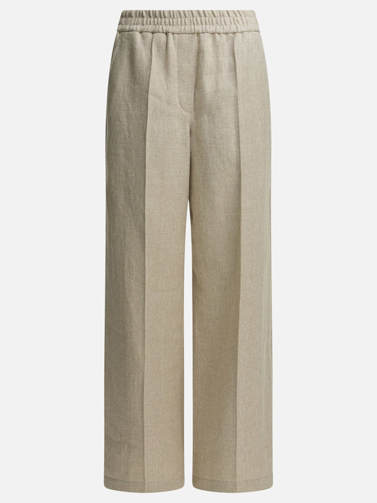 Tailored trousers Solid colour  Beige - Brunello Cucinelli Women | PLP | VIETTI Online Store 
