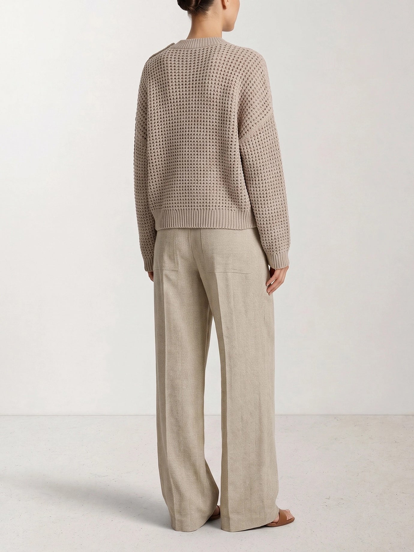 Tailored trousers Solid colour  Beige - Brunello Cucinelli Women | PDP | VIETTI Online Store | thumbnail_3