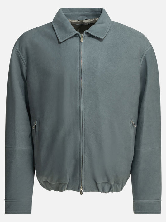 Leather jackets Solid colour  Light blue - Brunello Cucinelli Men | PDP | VIETTI Online Store 
