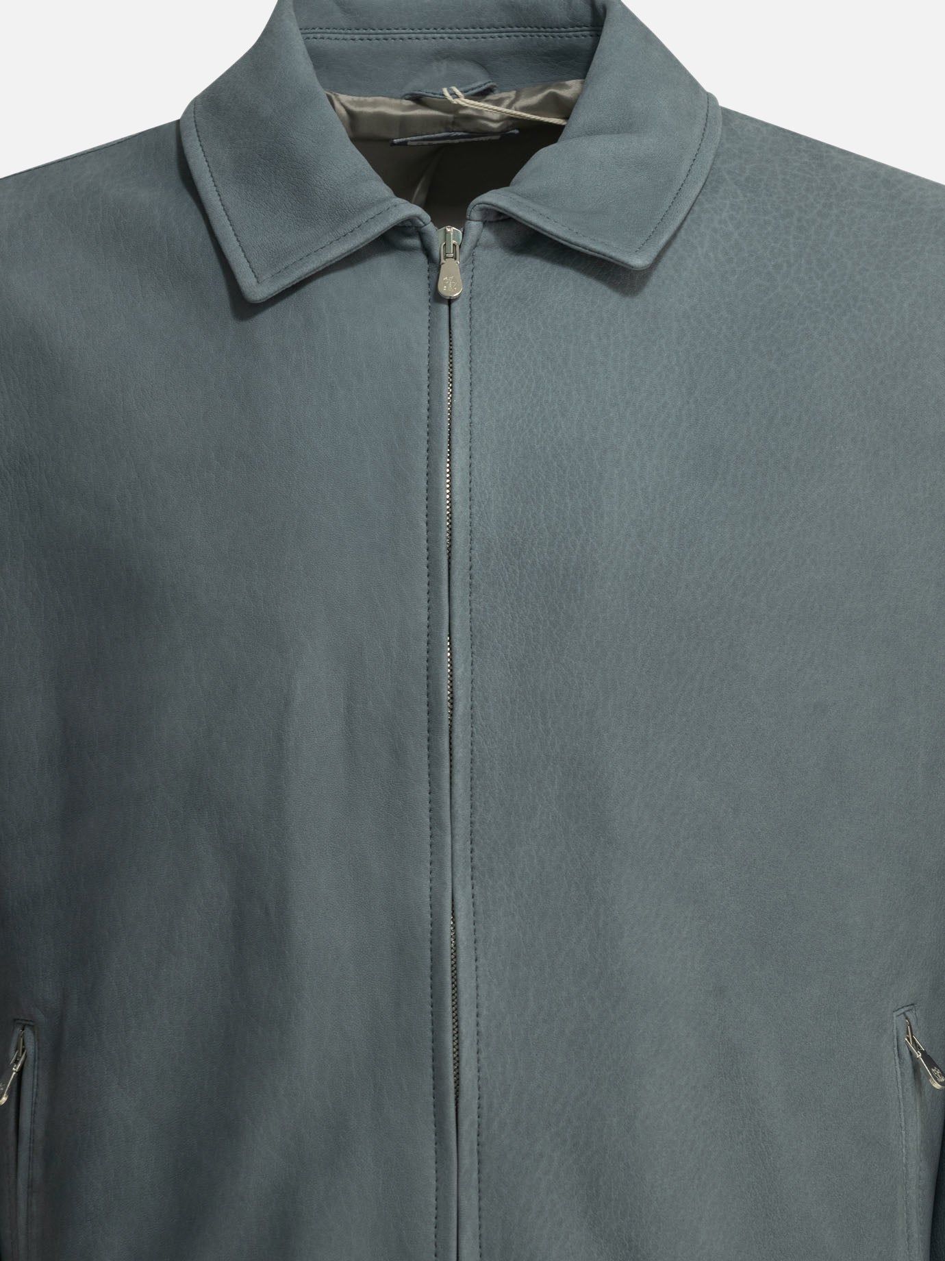 Leather jackets Solid colour  Light blue - Brunello Cucinelli Men | PDP | VIETTI Online Store | thumbnail_3