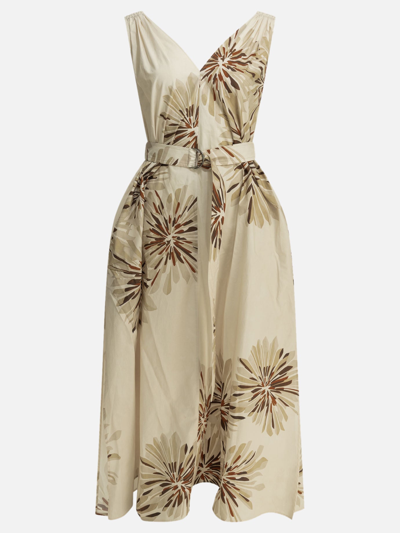 Midi dresses Floral  Beige - Brunello Cucinelli Women | PDP | VIETTI Online Store | thumbnail
