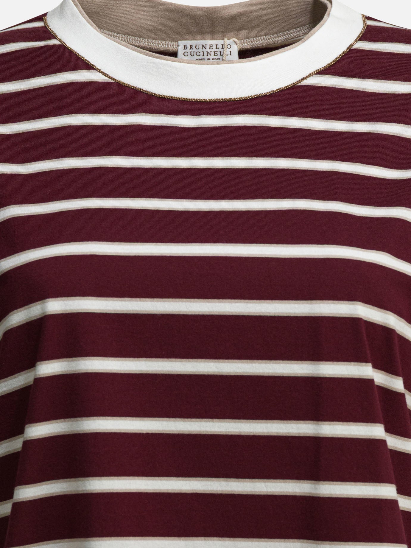 T-shirt girocollo Striped  Bordeaux - Brunello Cucinelli Donna | PDP | VIETTI Online Store | thumbnail_3
