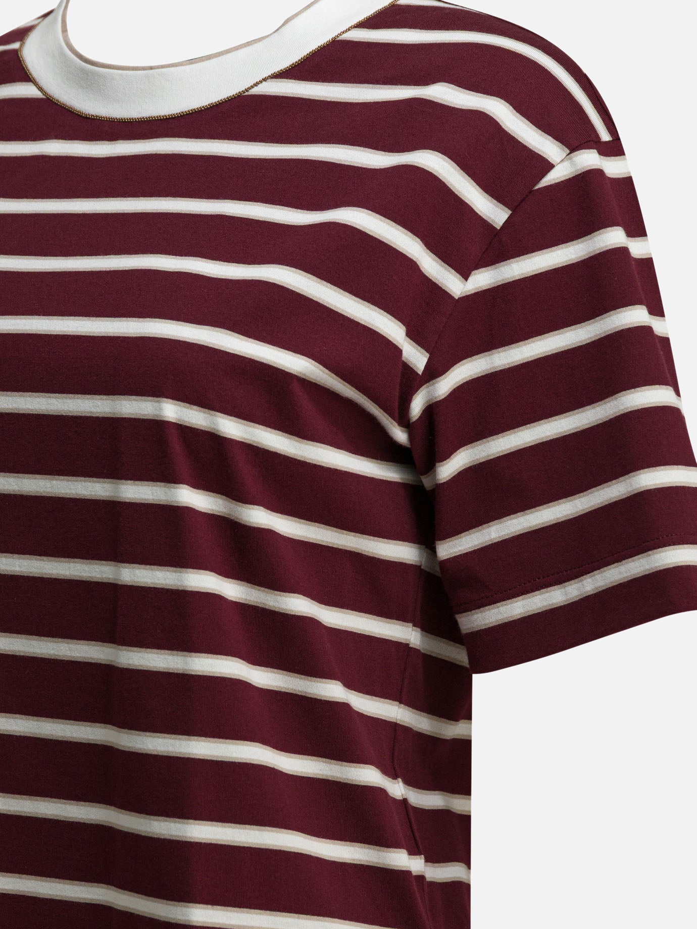 T-shirt girocollo Striped  Bordeaux - Brunello Cucinelli Donna | PDP | VIETTI Online Store | Zoom-Modal_4
