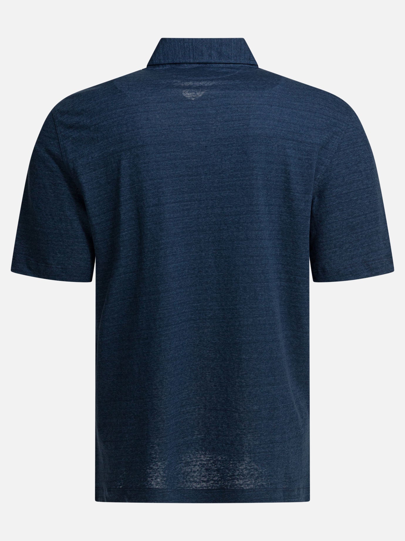 Brunello Cucinelli Linen and cotton mélange jersey polo shirt Blue