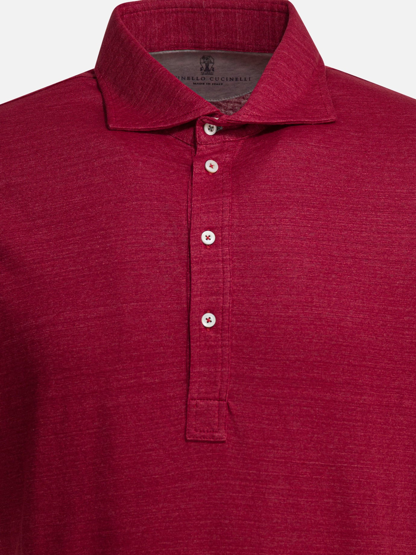 Polo shirts with buttons Solid colour  Red - Brunello Cucinelli Men | PDP | VIETTI Online Store | thumbnail_3
