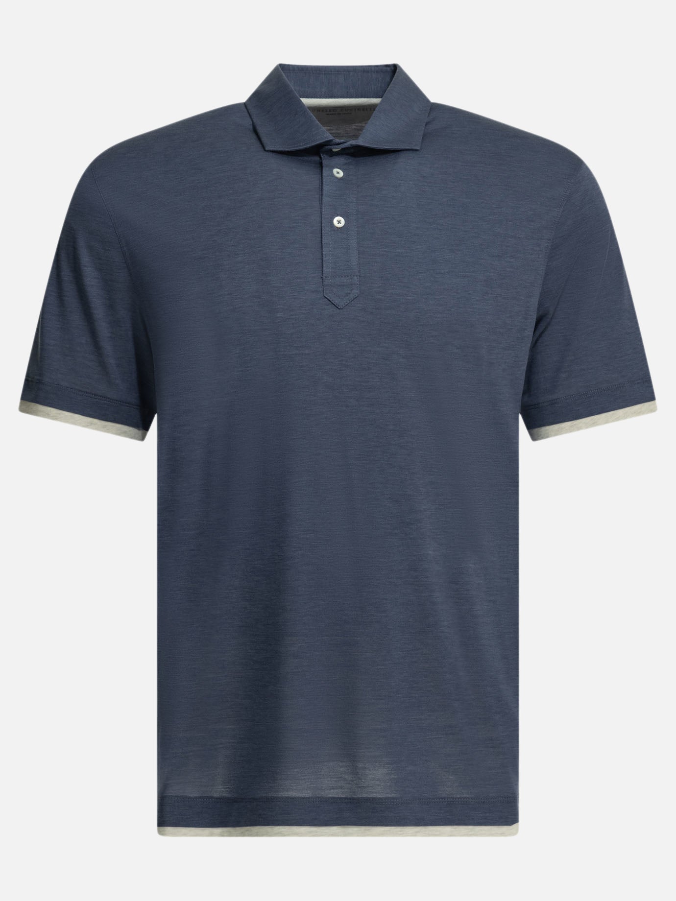 Polo shirts with buttons Solid colour  Blue - Brunello Cucinelli Men | PDP | VIETTI Online Store | Zoom-Modal
