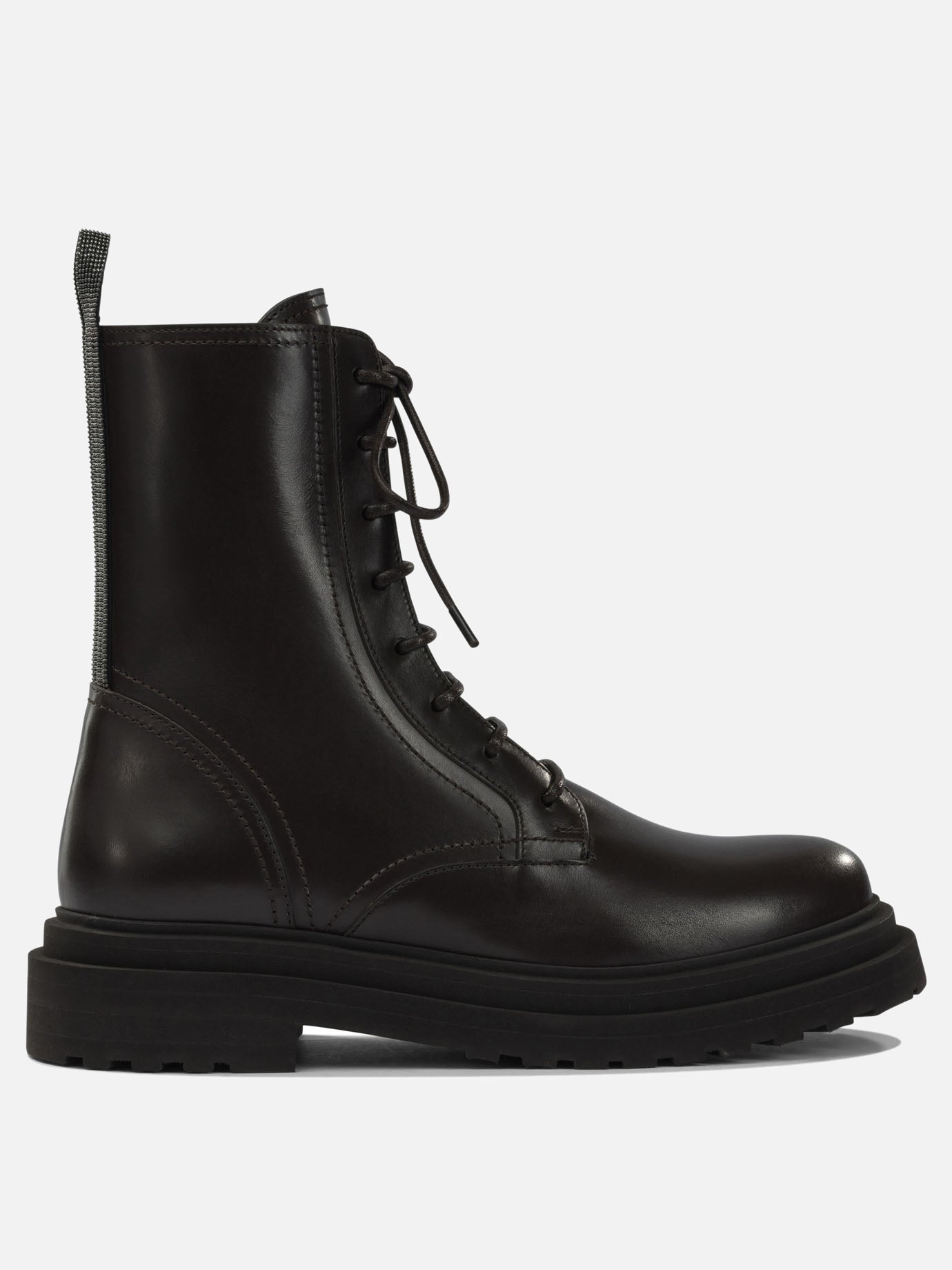 Stivaletti stringati 100% leather - 100% leather  Marrone - Brunello Cucinelli Donna | PDP | VIETTI Online Store | Zoom-Modal
