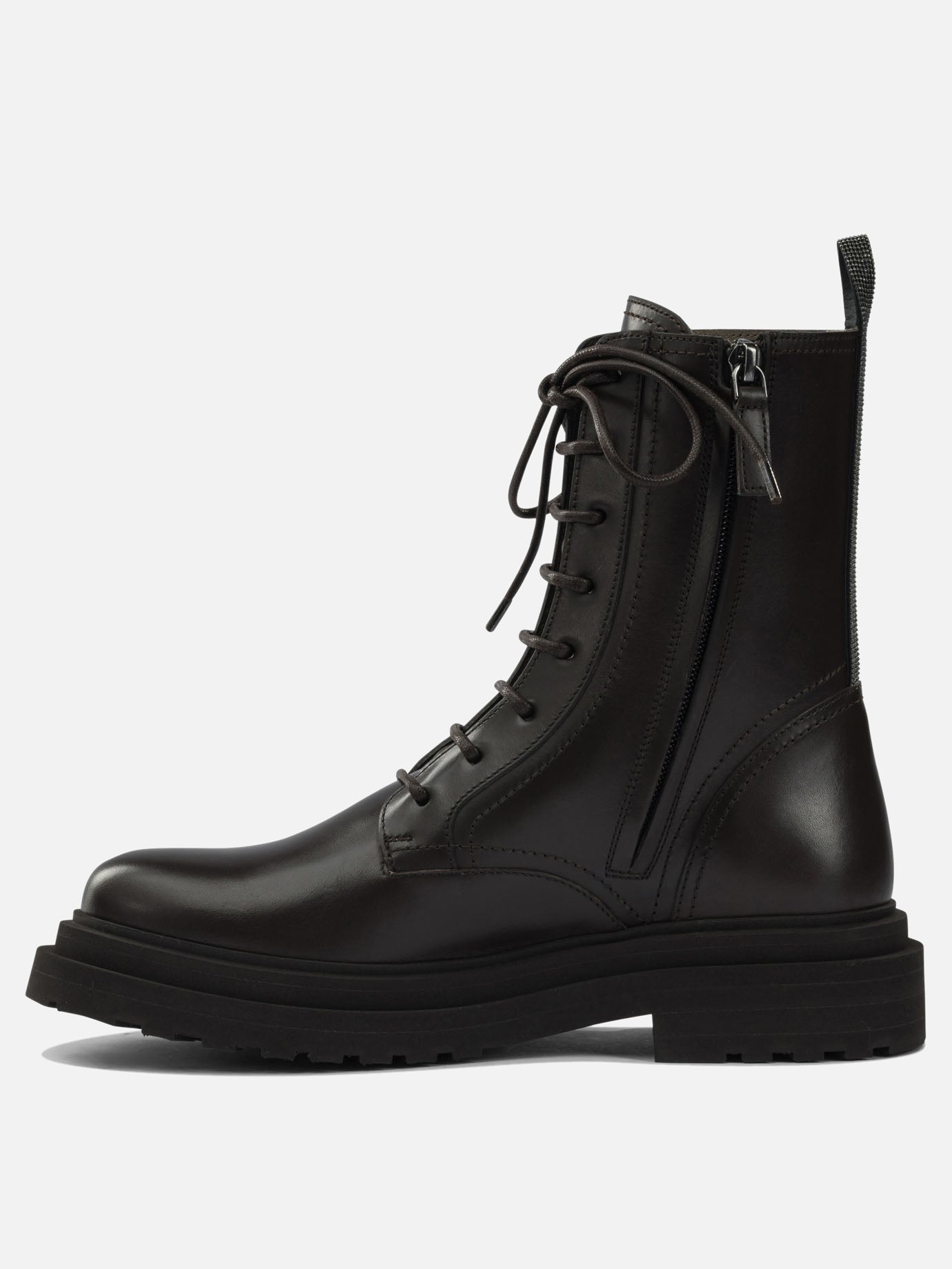 Stivaletti stringati 100% leather - 100% leather  Marrone - Brunello Cucinelli Donna | PDP | VIETTI Online Store | thumbnail_3