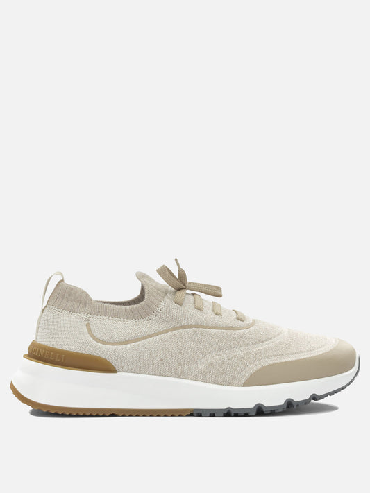 Low top sneakers 100% cotton - 100% rubber  Beige - Brunello Cucinelli Men | PDP | VIETTI Online Store 

