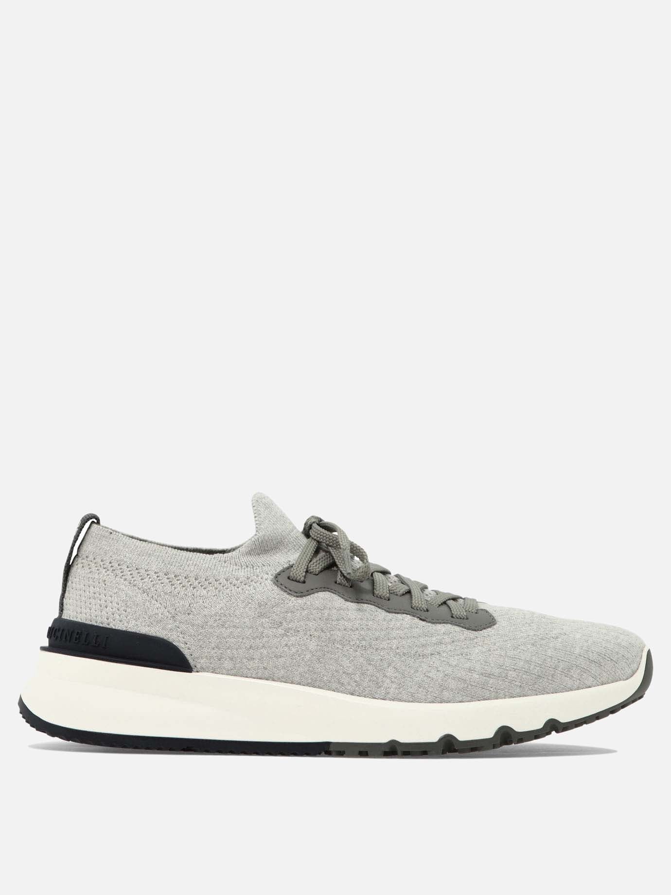 Low top sneakers 100% cotton - 100% goat leather  Grey - Brunello Cucinelli Men | PDP | VIETTI Online Store | thumbnail
