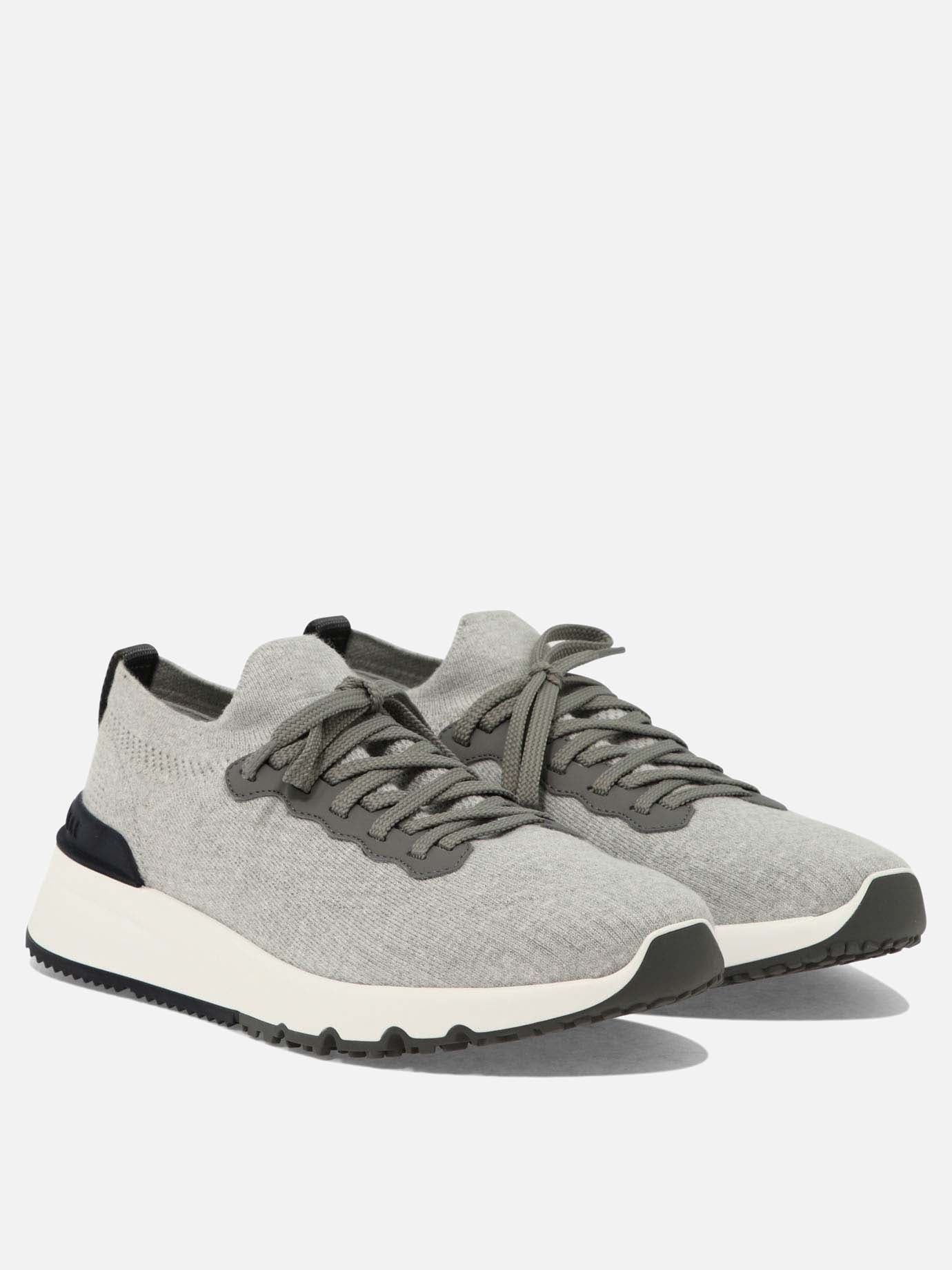 Low top sneakers 100% cotton - 100% goat leather  Grey - Brunello Cucinelli Men | PDP | VIETTI Online Store | thumbnail_2