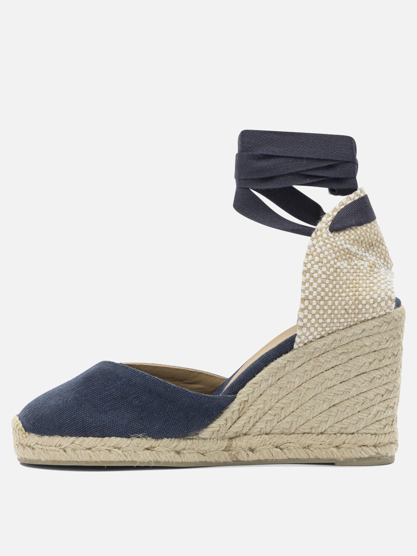 Heeled espadrilles 100% organic cotton - 100% leather - 100% rubber  Blue - Castañer Women | PDP | VIETTI Online Store | thumbnail_3
