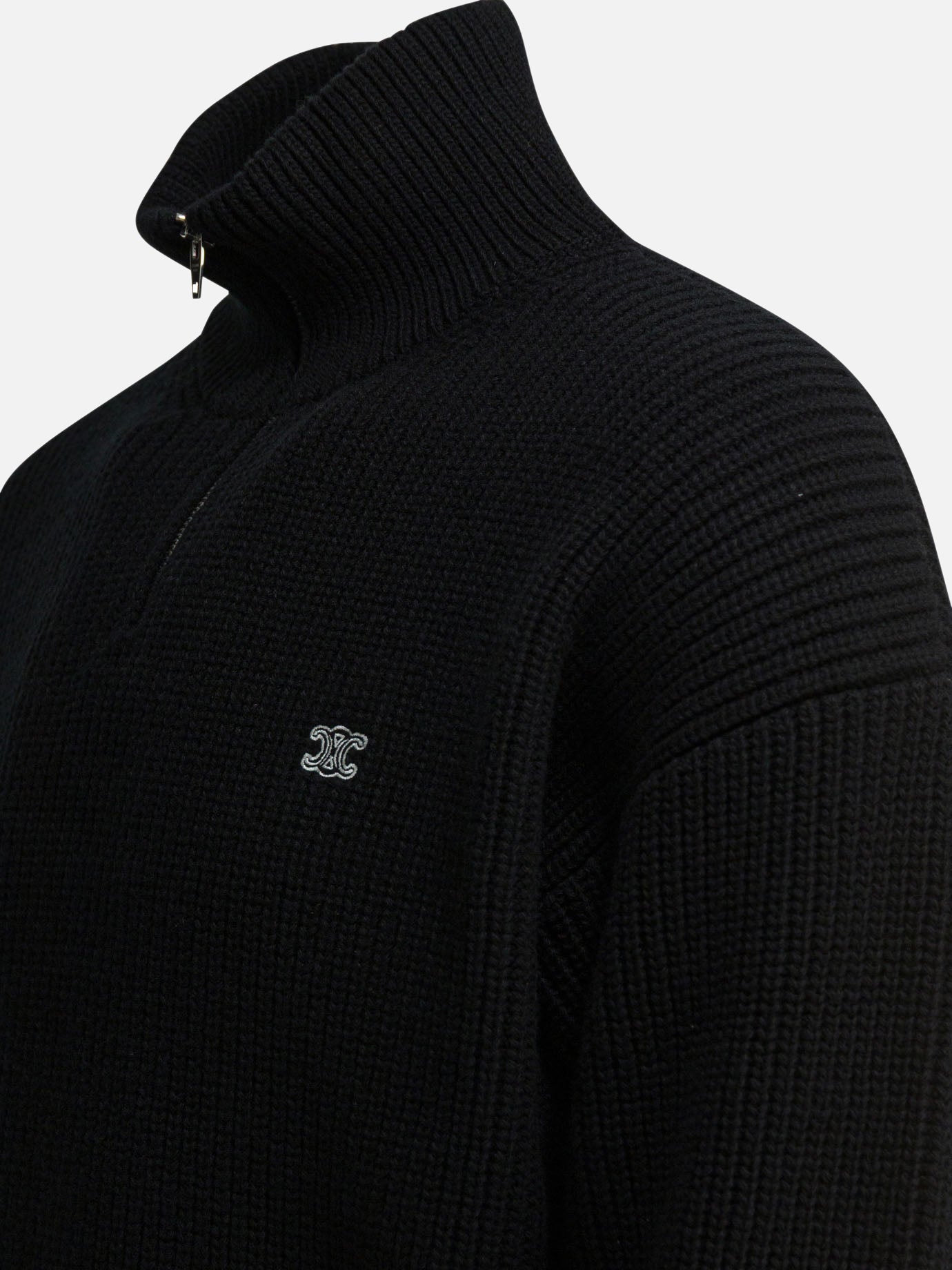 Maglioni con mezza zip 100% wool  Nero - Celine Uomo | PDP | VIETTI Online Store | thumbnail_4