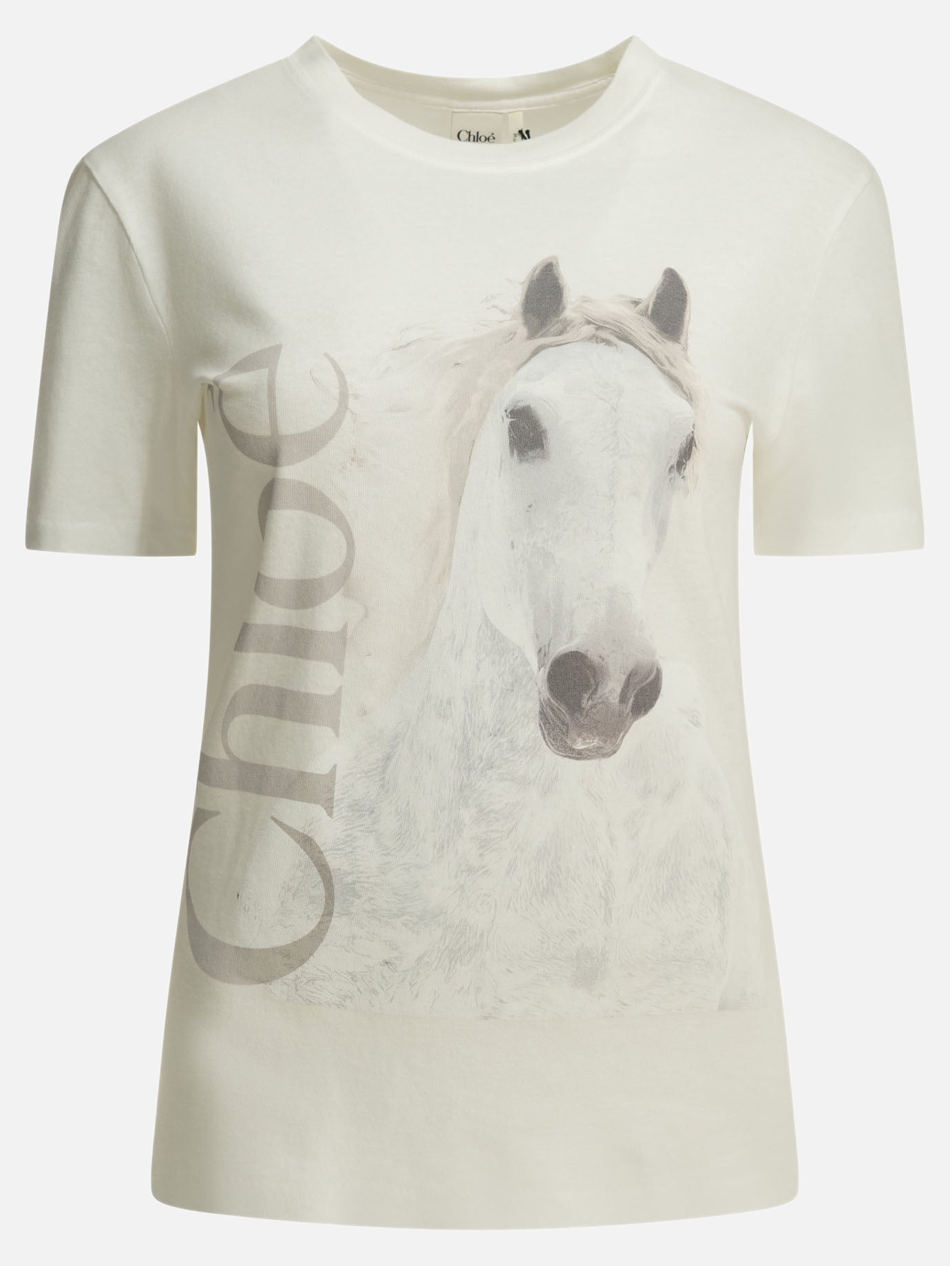 T-shirt girocollo Logo  Bianco - Chloé Donna | PDP | VIETTI Online Store | Zoom-Modal
