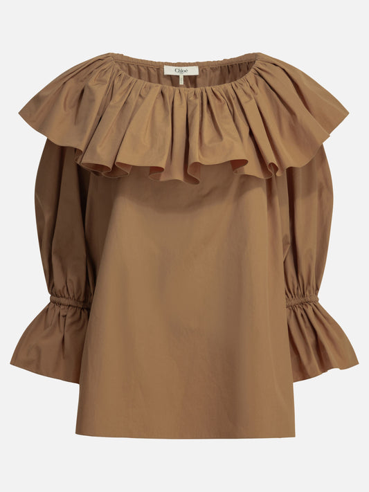 Chloé Casual top with ruffles Brown

