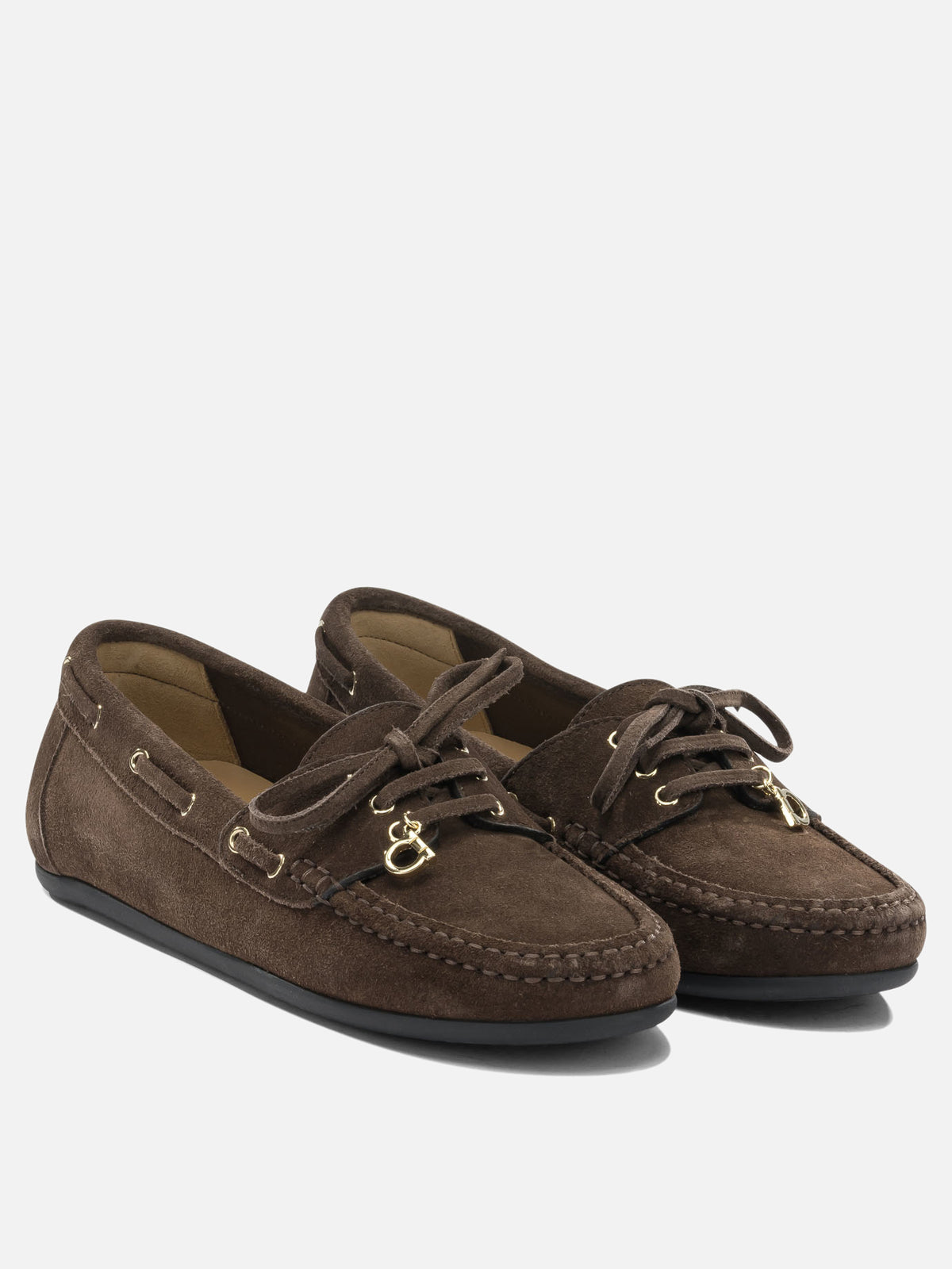 Ferragamo Suede lace-up loafers Brown - VIETTI