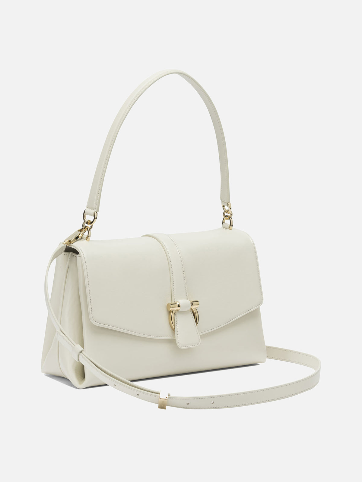 Ferragamo Leather shoulder bag with flap White