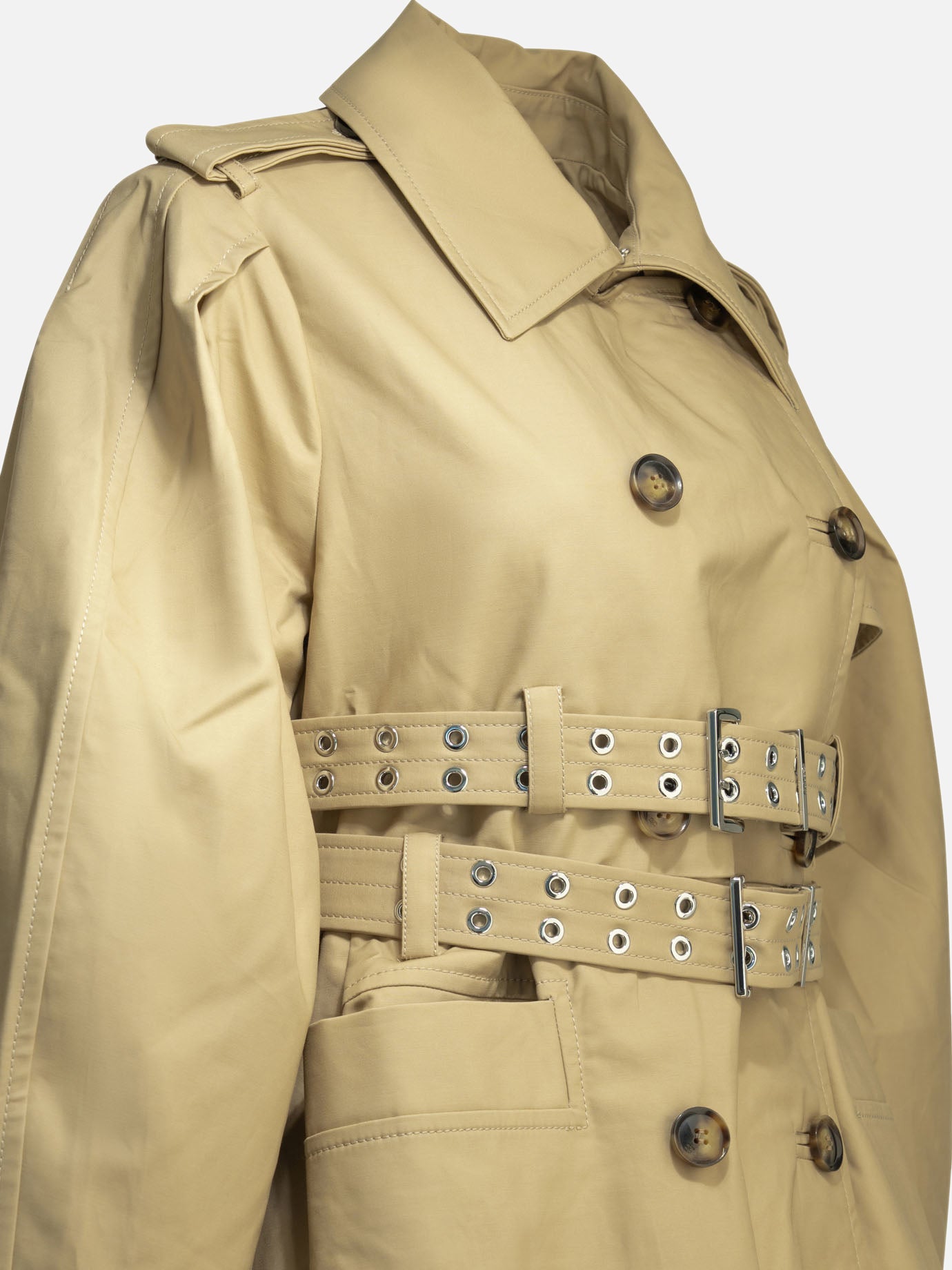 Raincoats & Trench coats Solid colour  Beige - Ganni Women | PDP | VIETTI Online Store | thumbnail_4