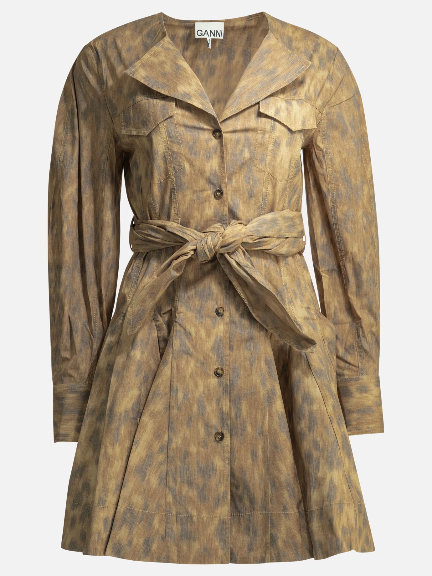 Mini dresses Animal print  Beige - Ganni Women | PDP | VIETTI Online Store | Zoom-Modal
