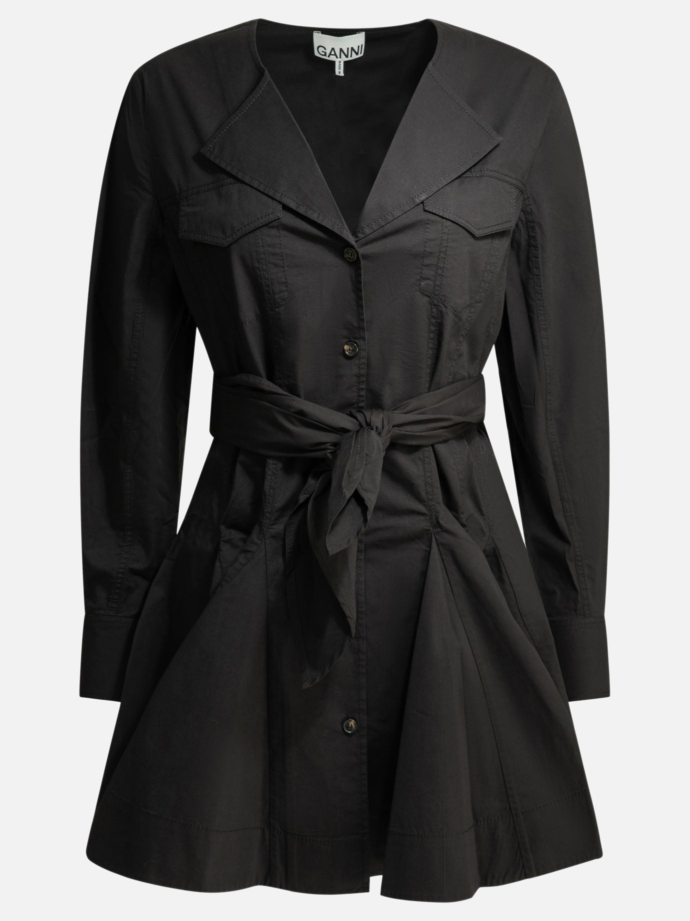 Mini dresses Solid colour  Black - Ganni Women | PDP | VIETTI Online Store | Zoom-Modal
