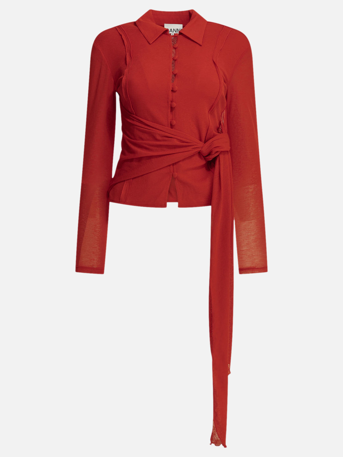 Ganni Polo shirt with buttons Red