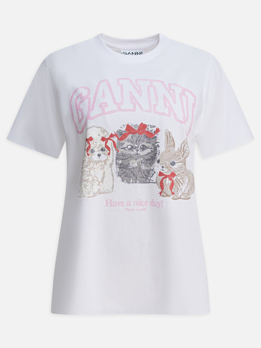 Crewneck t-shirts Logo  White - Ganni Women | VIETTI Online Store 
