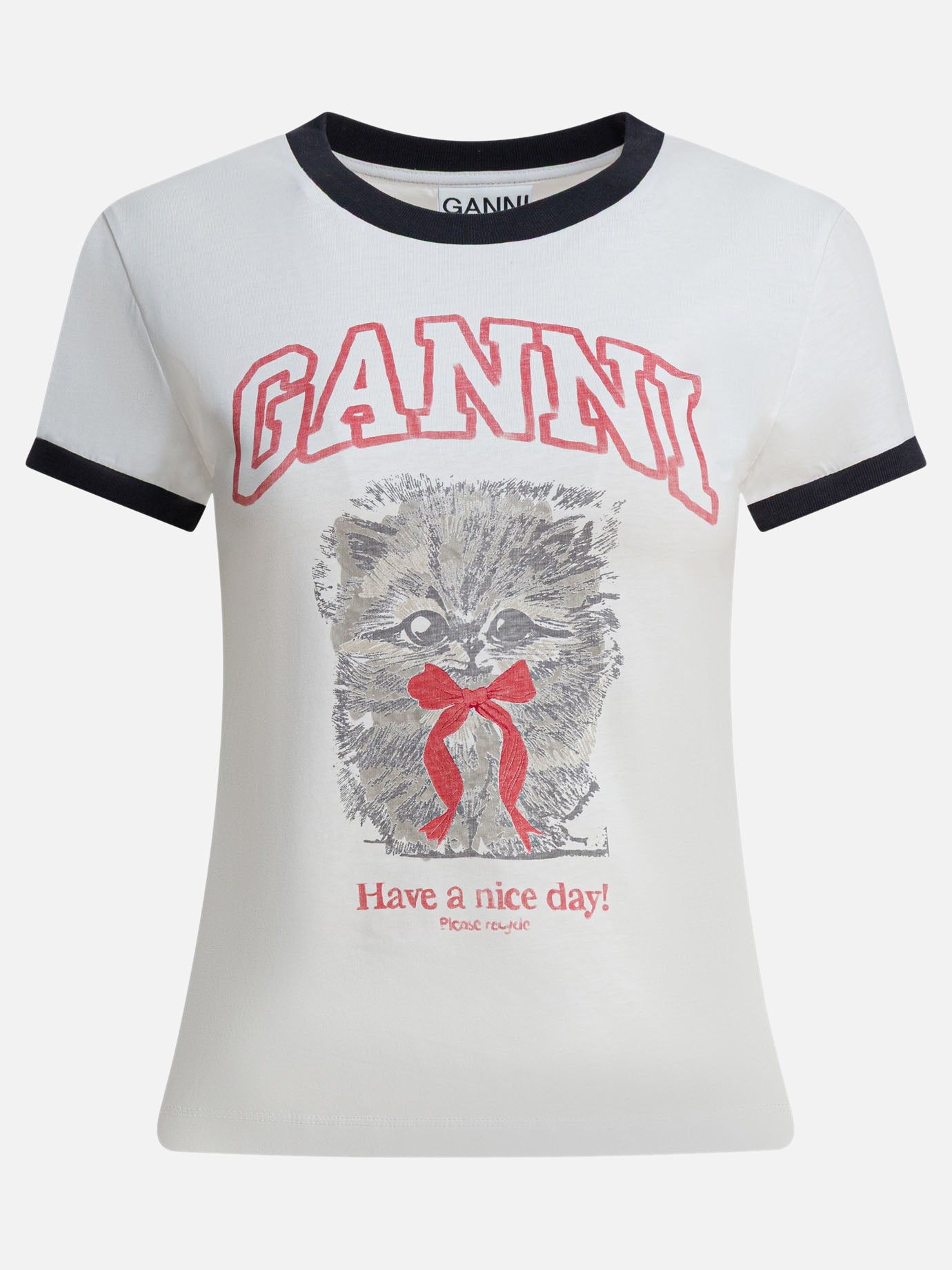 T-shirt girocollo Logo  Bianco - Ganni Donna | PDP | VIETTI Online Store | thumbnail