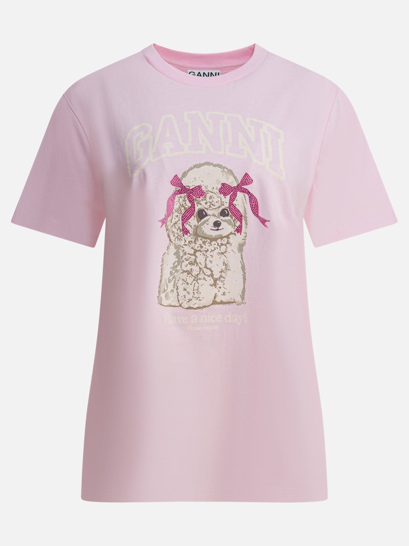 T-shirt girocollo Logo  Rosa - Ganni Donna | PDP | VIETTI Online Store | thumbnail