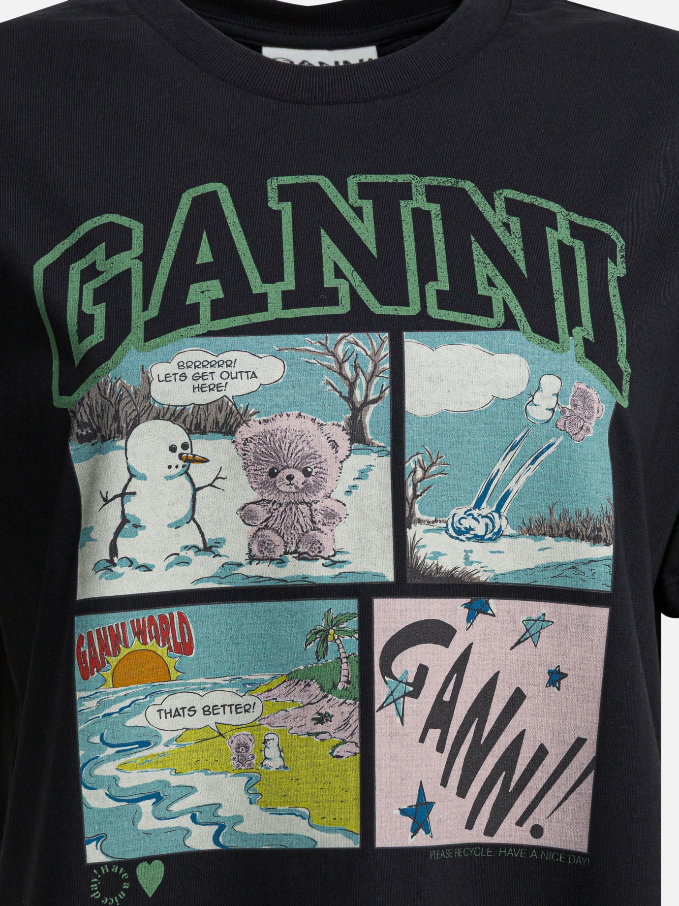GANNI ブラック Tシャツ Mサイズ コミックプリント Ganni 
