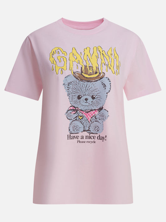 T-shirt girocollo Logo  Rosa - Ganni Donna | PDP | VIETTI Online Store 
