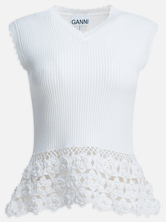 Vests Textured knit  White - Ganni Women | PDP | VIETTI Online Store 

