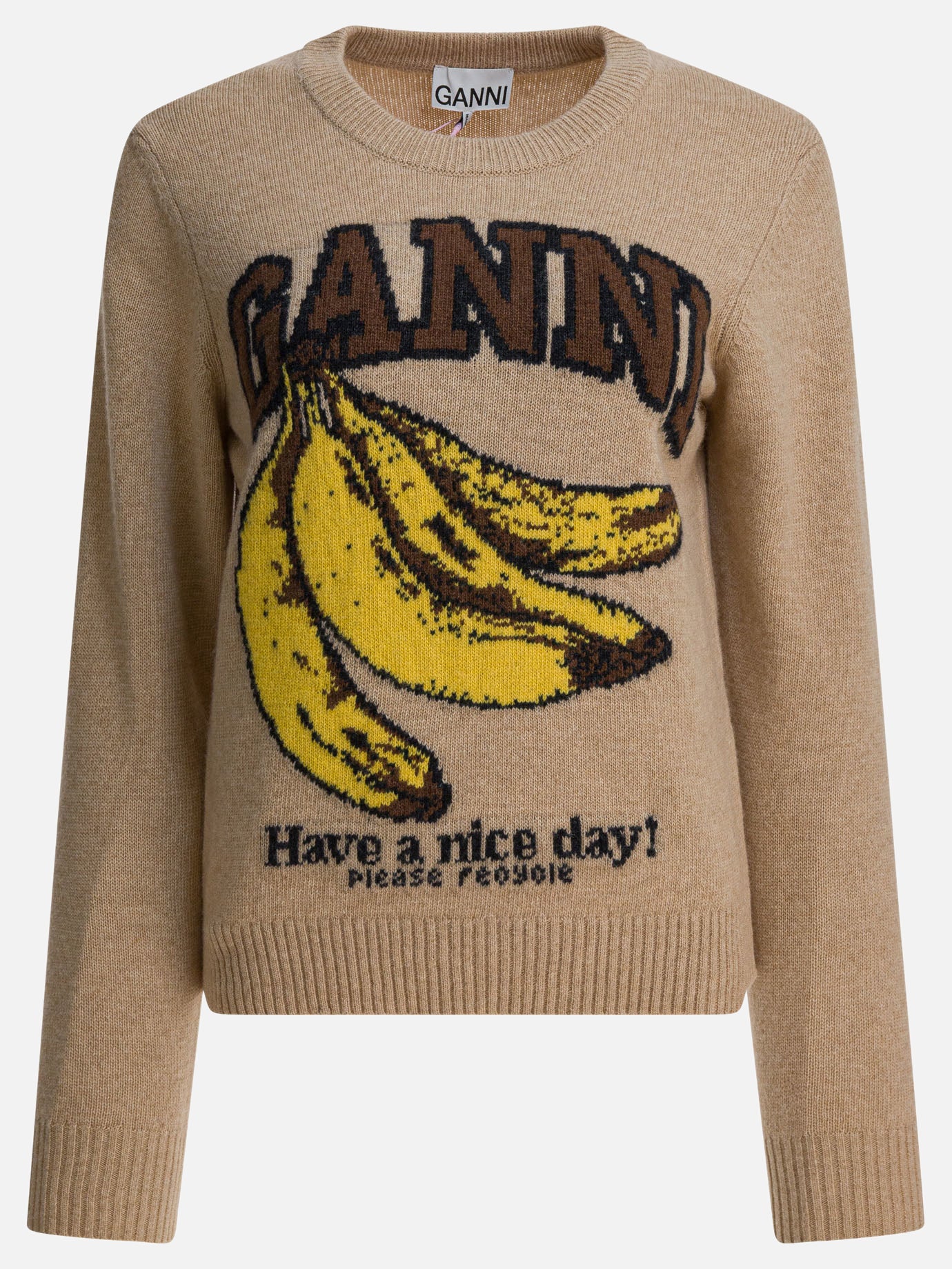 Maglioni girocollo Logo  Beige - Ganni Donna | PDP | VIETTI Online Store | Zoom-Modal
