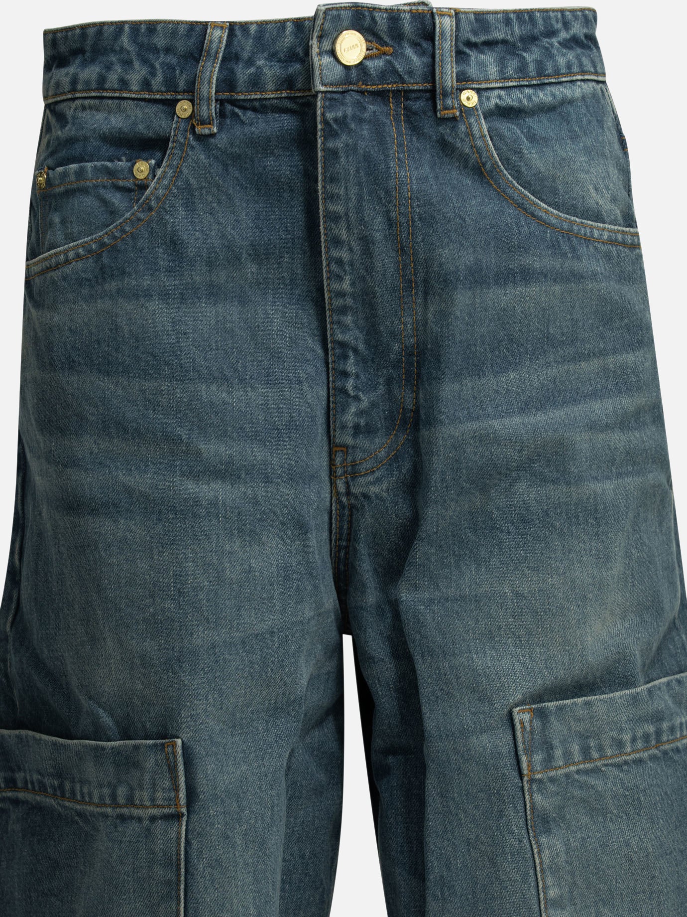 Wide-leg jeans Solid colour  Blue - Ganni Women | PDP | VIETTI Online Store | thumbnail_3