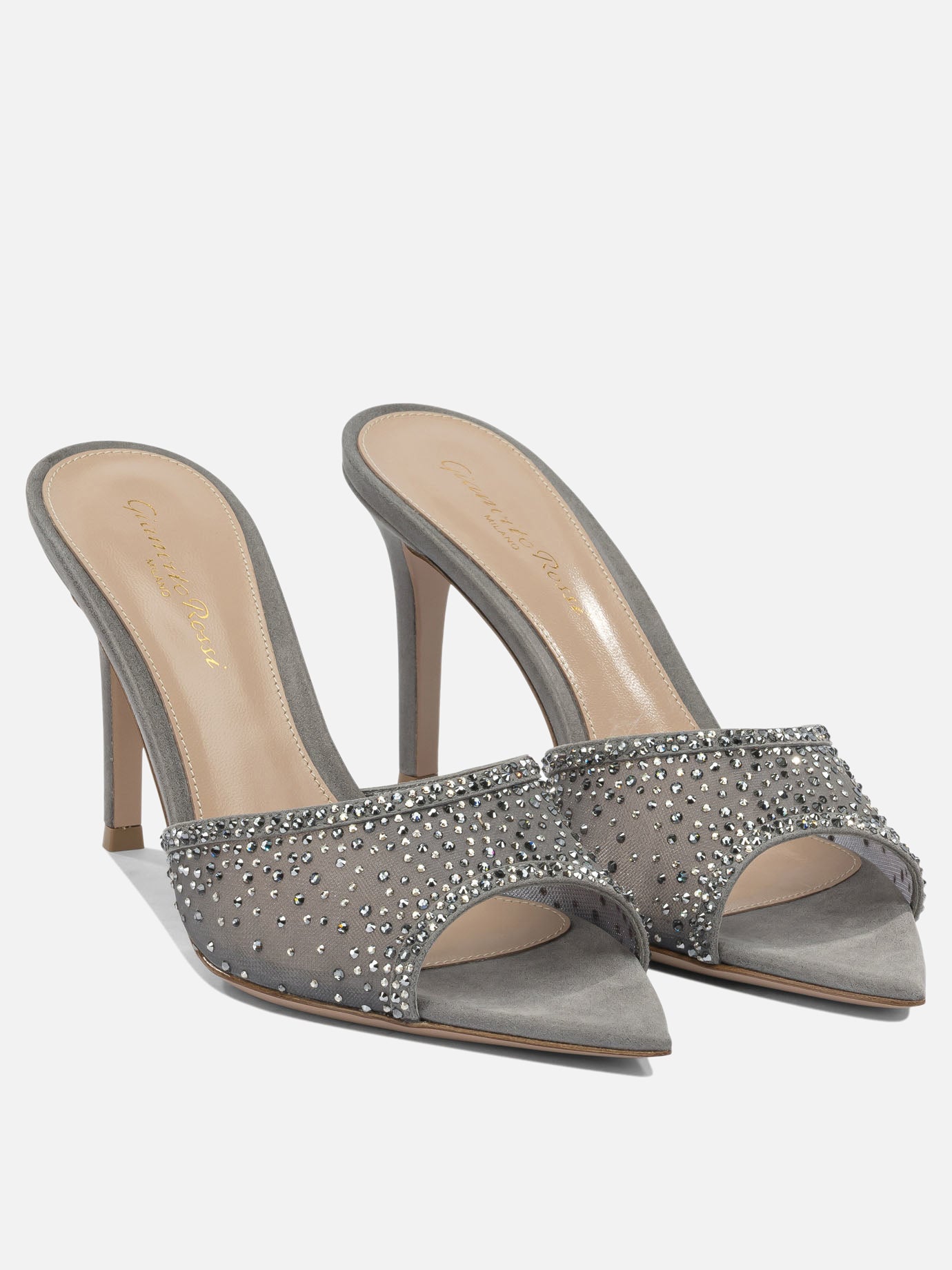 Sandali con tacco 70% fabric 30% suede - 100% leather  Grigio - Gianvito Rossi Donna | PDP | VIETTI Online Store | thumbnail_2