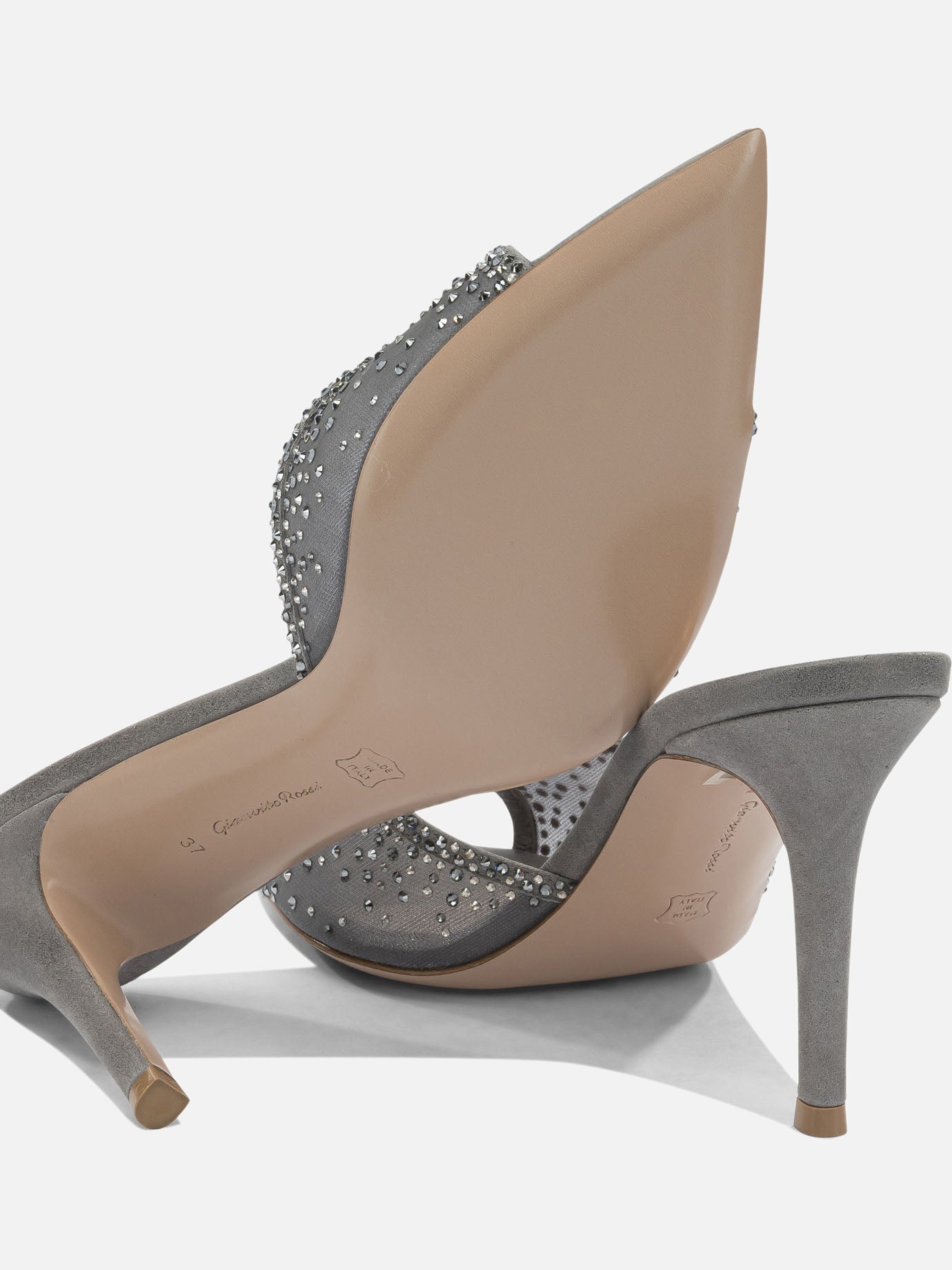 Sandali con tacco 70% fabric 30% suede - 100% leather  Grigio - Gianvito Rossi Donna | PDP | VIETTI Online Store | Zoom-Modal_5
