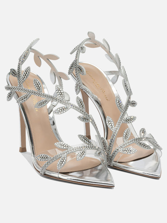 Sandali con tacco 80% suede 20% thermoplastic polyurethane - 100% leather  Argento - Gianvito Rossi Donna | VIETTI Online Store | 2
