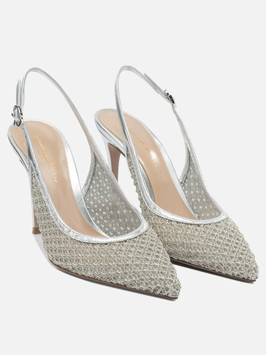 Slingback 90% fabric 10% leather - 100% leather  Argento - Gianvito Rossi Donna | VIETTI Online Store | 2
