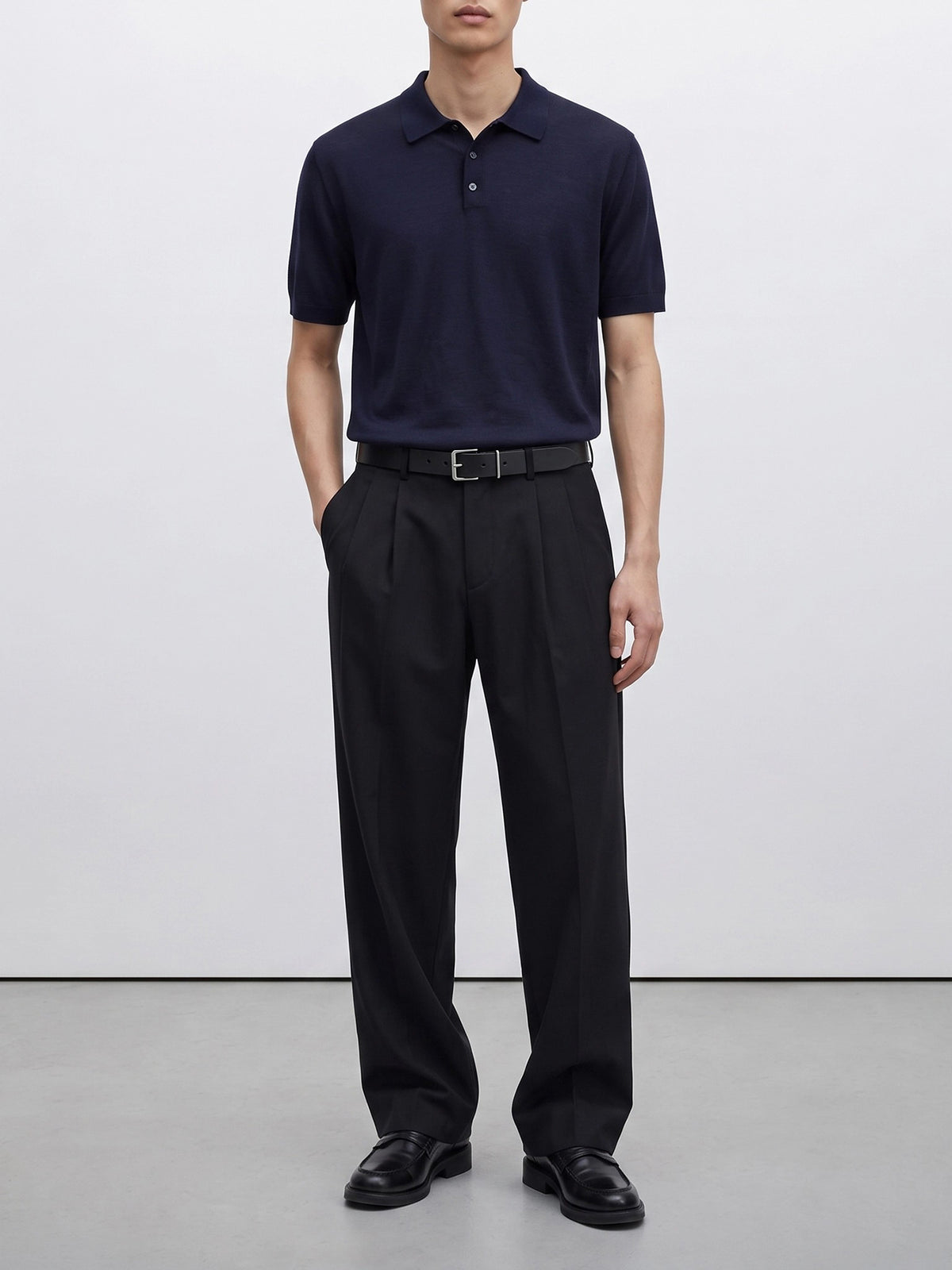 Golden Goose Merino wool button-down polo shirt Blue - VIETTI