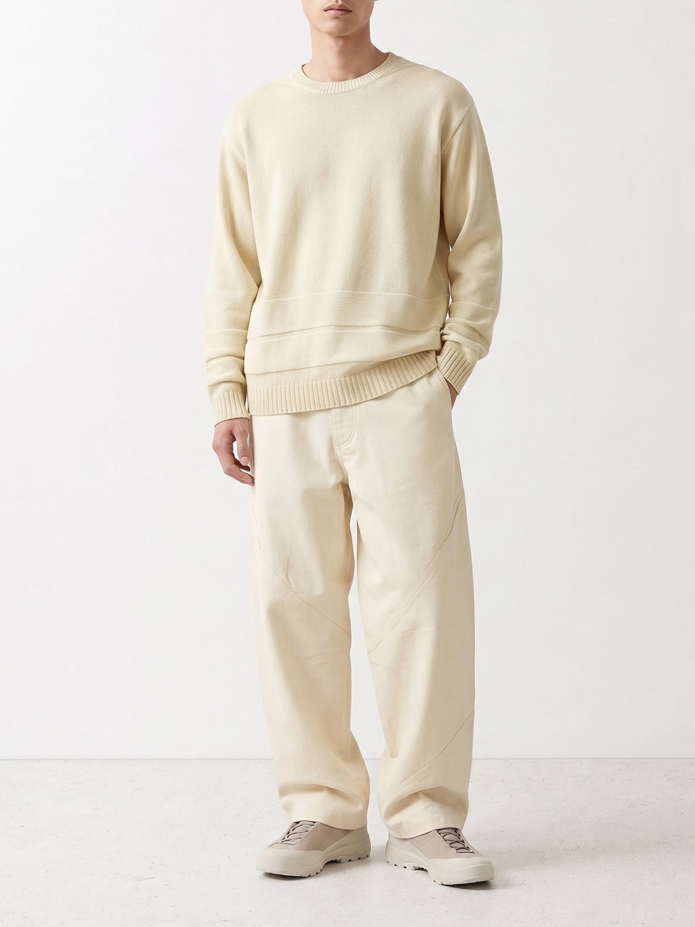 Wide-leg jeans Solid colour  White - Goldwin Men | PDP | VIETTI Online Store | Zoom-Modal_2
